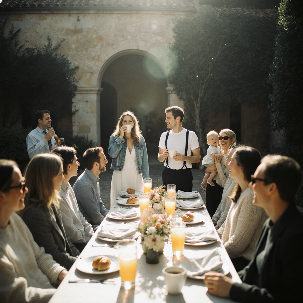 Brunch together on the morning after the wedding