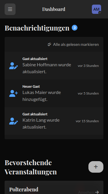 Wedset.app RSVP tracking dashboard showing guest responses and statistics