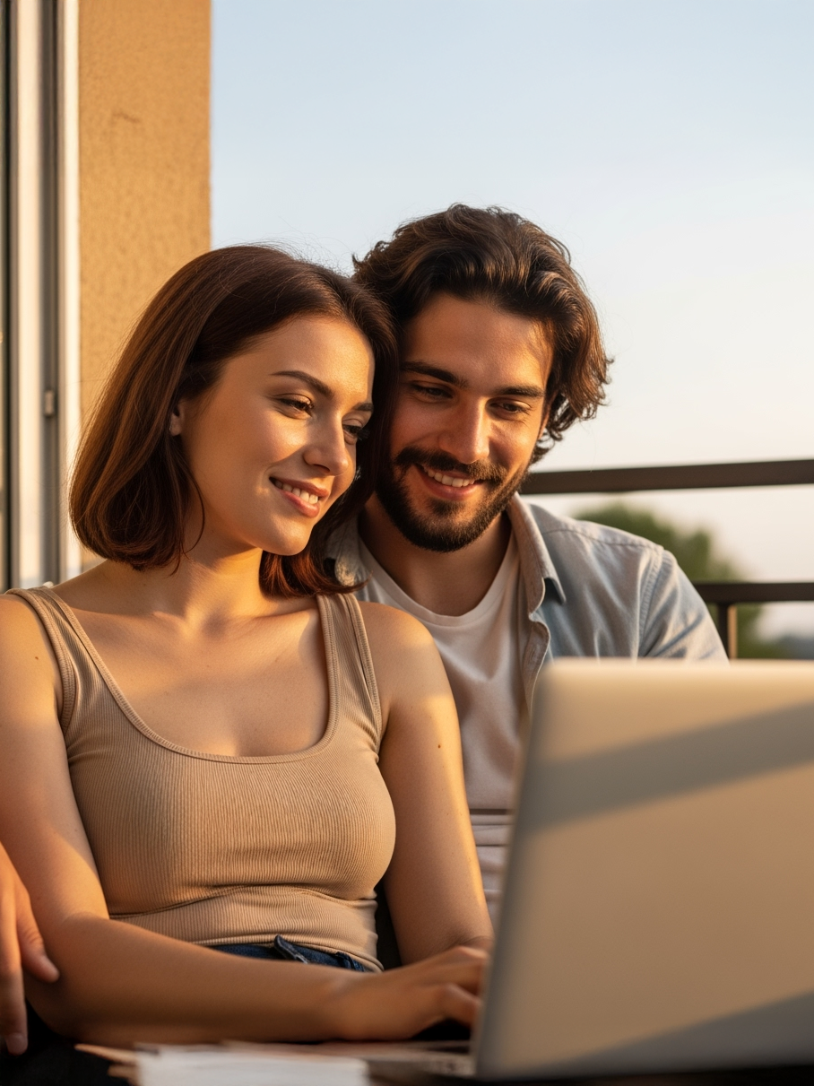 A couple planning their wedding with organized todo lists and checklists