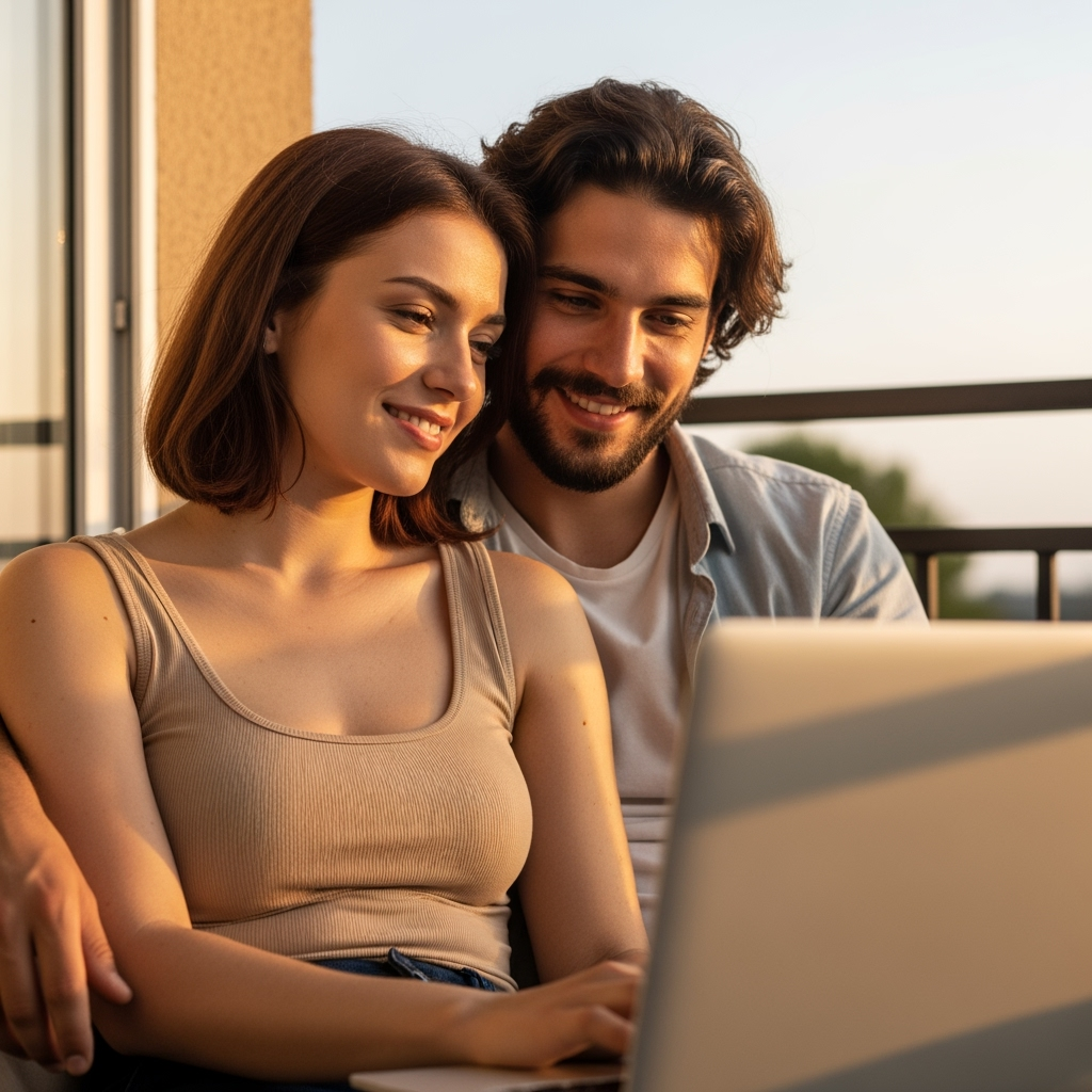 A couple planning their wedding with organized todo lists and checklists